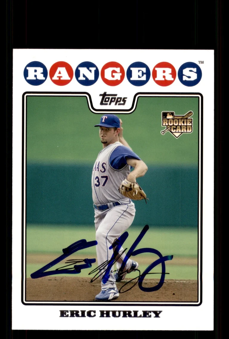 Signed Baseball Card Auto Eric Hurley 2008 Topps #UH45 Texas Rangers