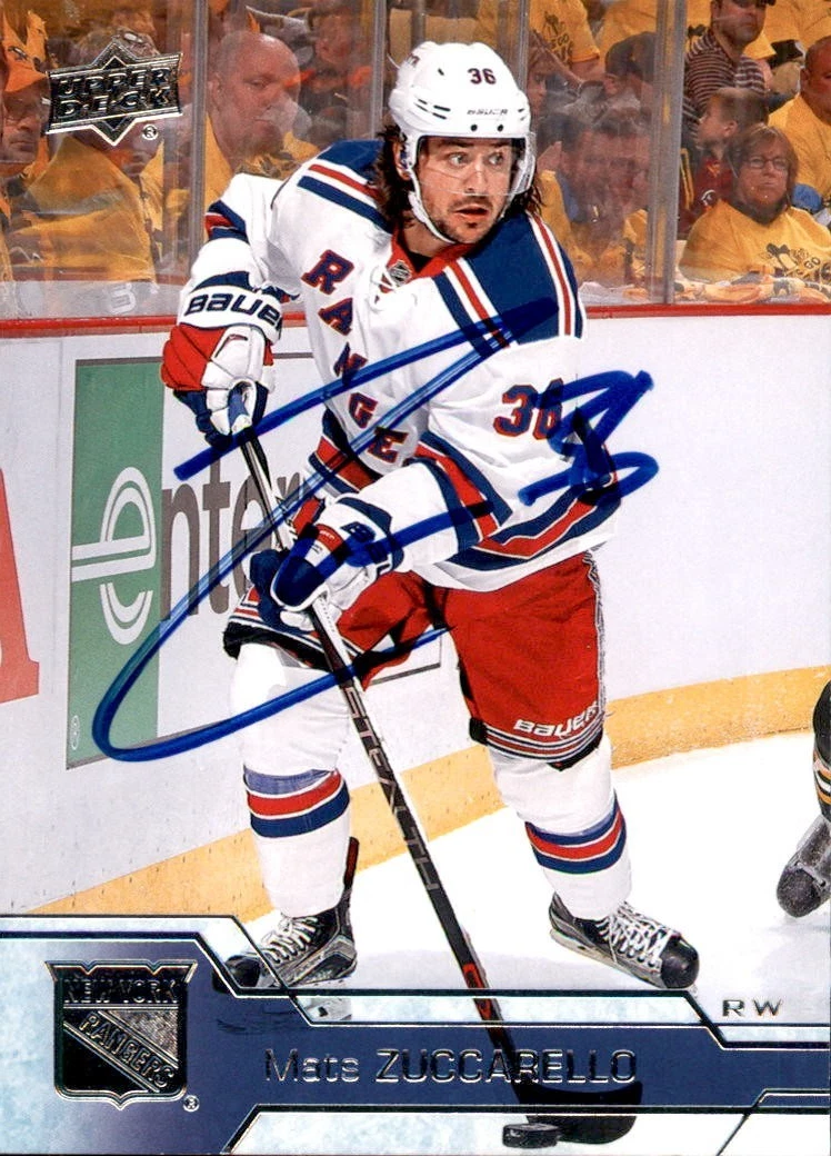 Mats Zuccrrello Signed 2016/17 Upper Deck Card #127 New York Rangers