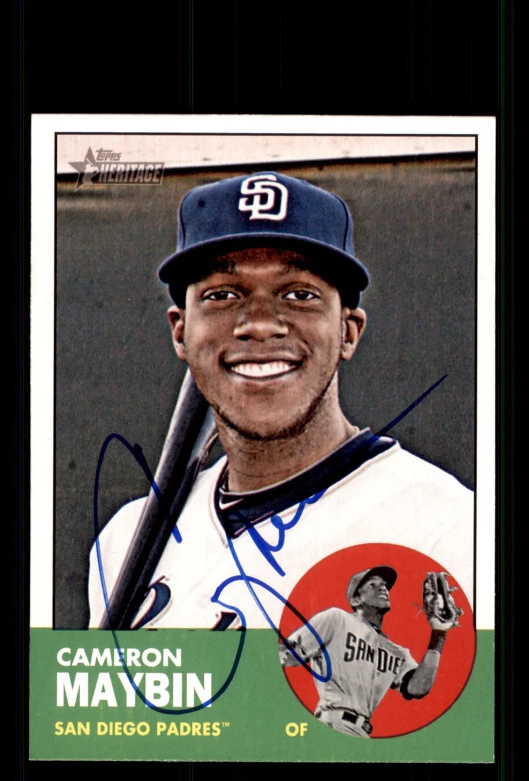 Signed Baseball Card Auto Cameron Maybin 2012 Topps Heritage #353 Padres