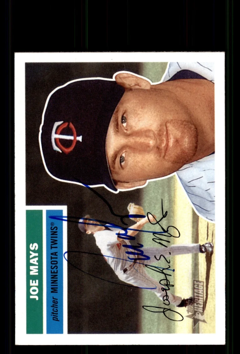 Signed Baseball Card Auto Joe Mays 2005 Topps Heritage #197 Minnesota Twins