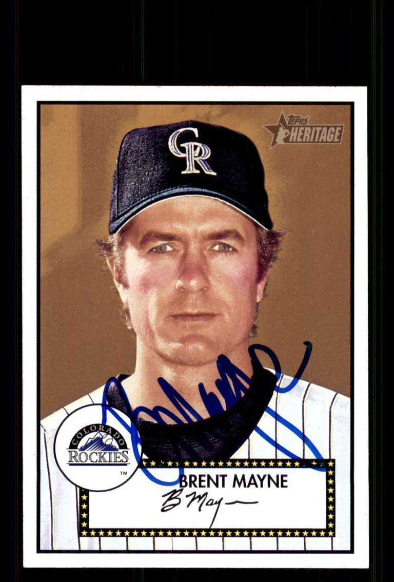 Signed Baseball Card Auto Brent Mayne 2001 Topps Heritage #143 Colorado Rockies