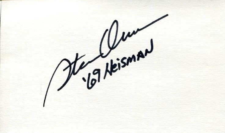 Steve Owens Oklahoma Sooners OU Heisman Winner College HOF Signed Autograph