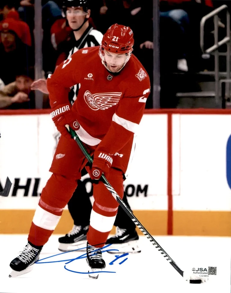 James van Riemsdyk Signed Detroit Red Wings 8x10 Photo #1 JSA COA
