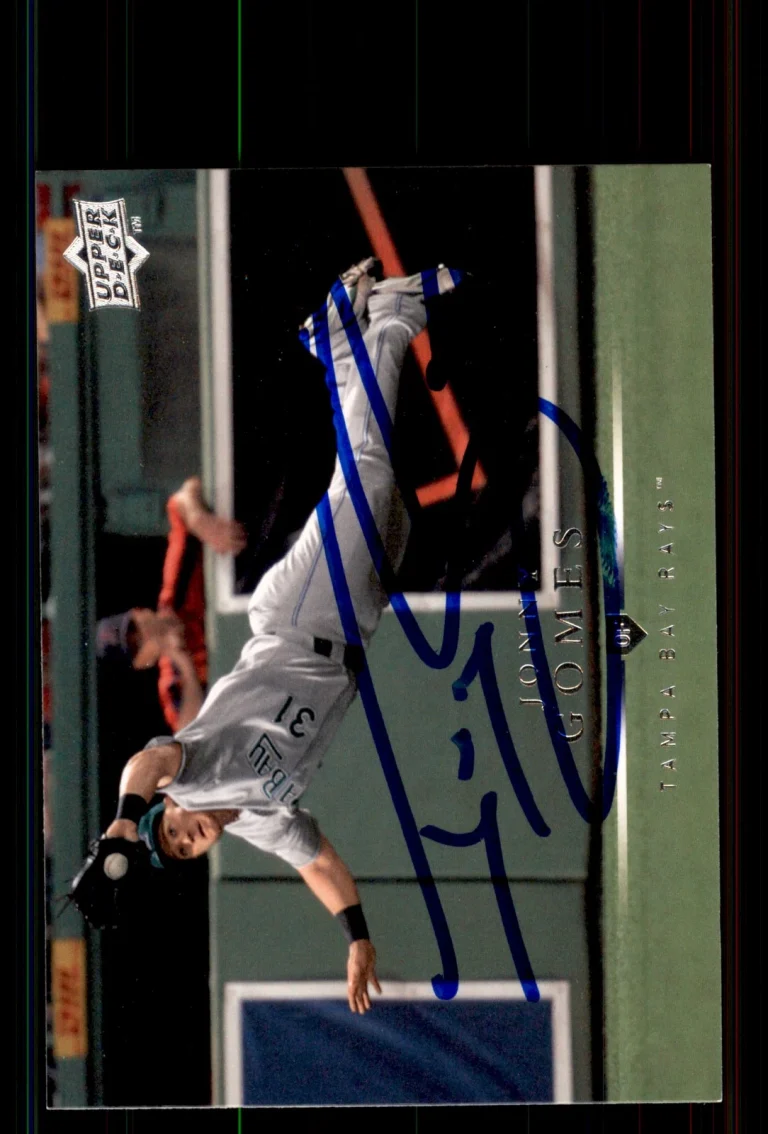 Signed Baseball Card Auto Jonny Gomes 2008 Upper Deck #90 Tampa Bay Rays