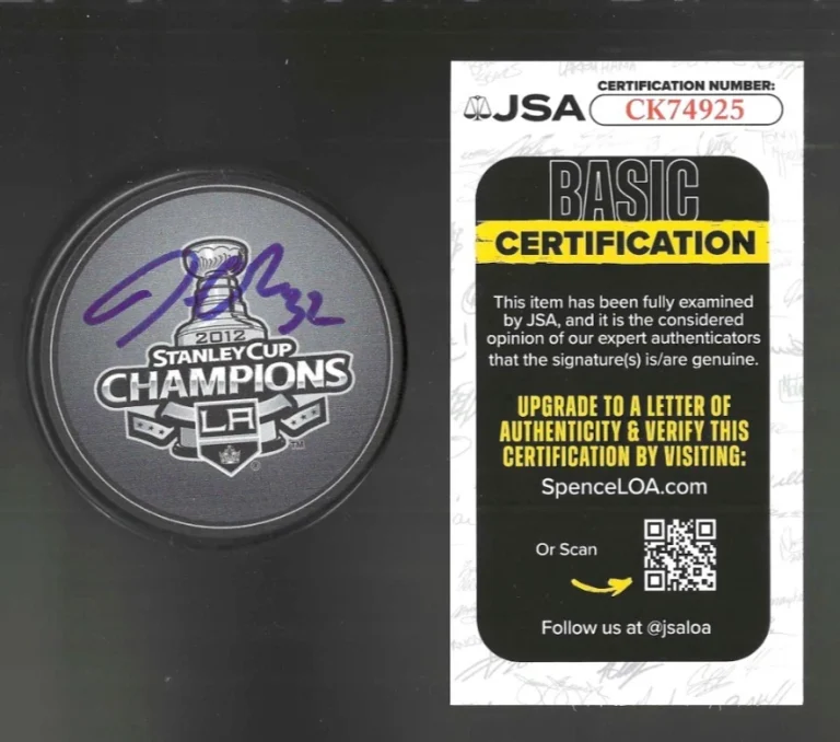 Jonathan Quick Signed Los Angeles Kings 2012 Stanley Cup Champions Puck JSA COA