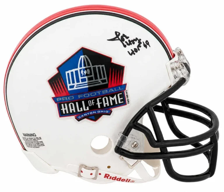 Joe Perry Signed Hall of Fame Logo Riddell (VSR4) Mini Helmet w/HOF'69 -(SS COA)