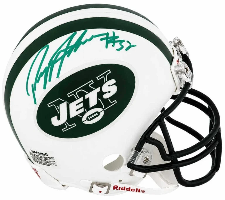 Pepper Johnson Signed Jets T/B Riddell VSR4 Mini Helmet - (In Green) - (SS COA)