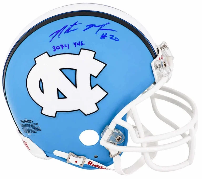 Natrone Means Signed UNC Tar Heels Riddell VSR4 Mini Helmet w/3074 Yds -(SS COA)