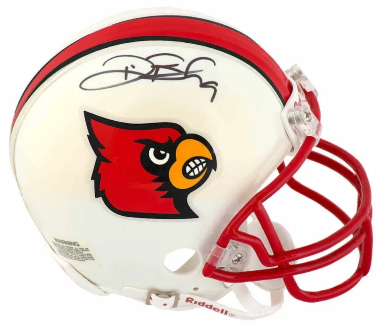 Deion Branch Signed Louisville Cardinals Riddell (VSR4) Mini Helmet - (SS COA)