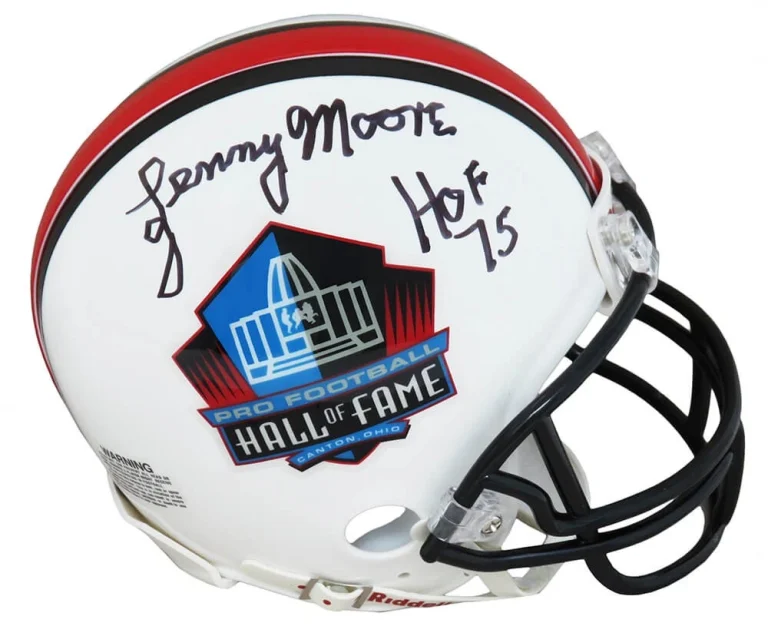 Lenny Moore Signed Hall Of Fame Riddell Mini Helmet w/HOF'75 - SCHWARTZ COA