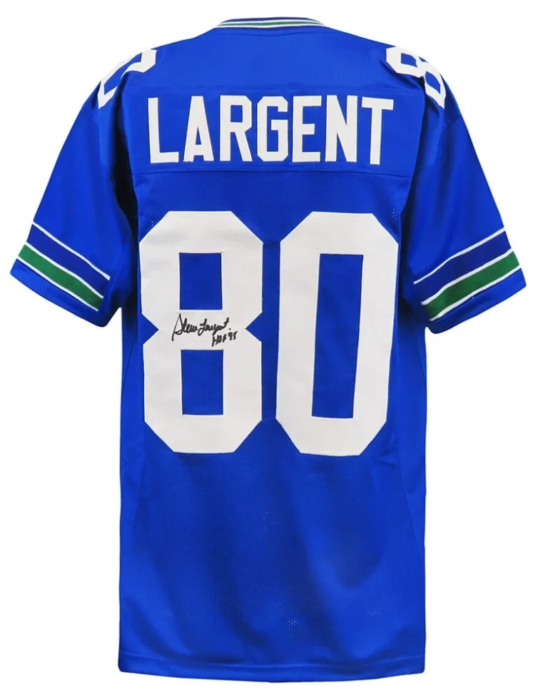 Steve Largent SEAHAWKS Signed Blue Custom Jersey w/HOF'95 - SS