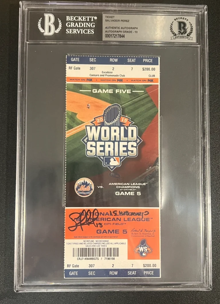 2015 WORLD SERIES GAME 5 ROYALS SIGNED TICKET AUTO SALVADOR PEREZ MVP BAS COA