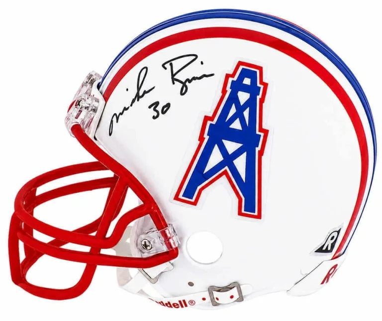 Mike Rozier Signed Oilers Throwback Riddell (VSR4) Mini Helmet - (SCHWARTZ COA)