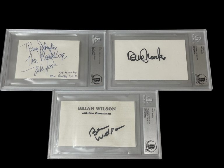 Brian Wilson Mike Love Bruce Johnson Beach Boys Signed Autograph BAS Beckett