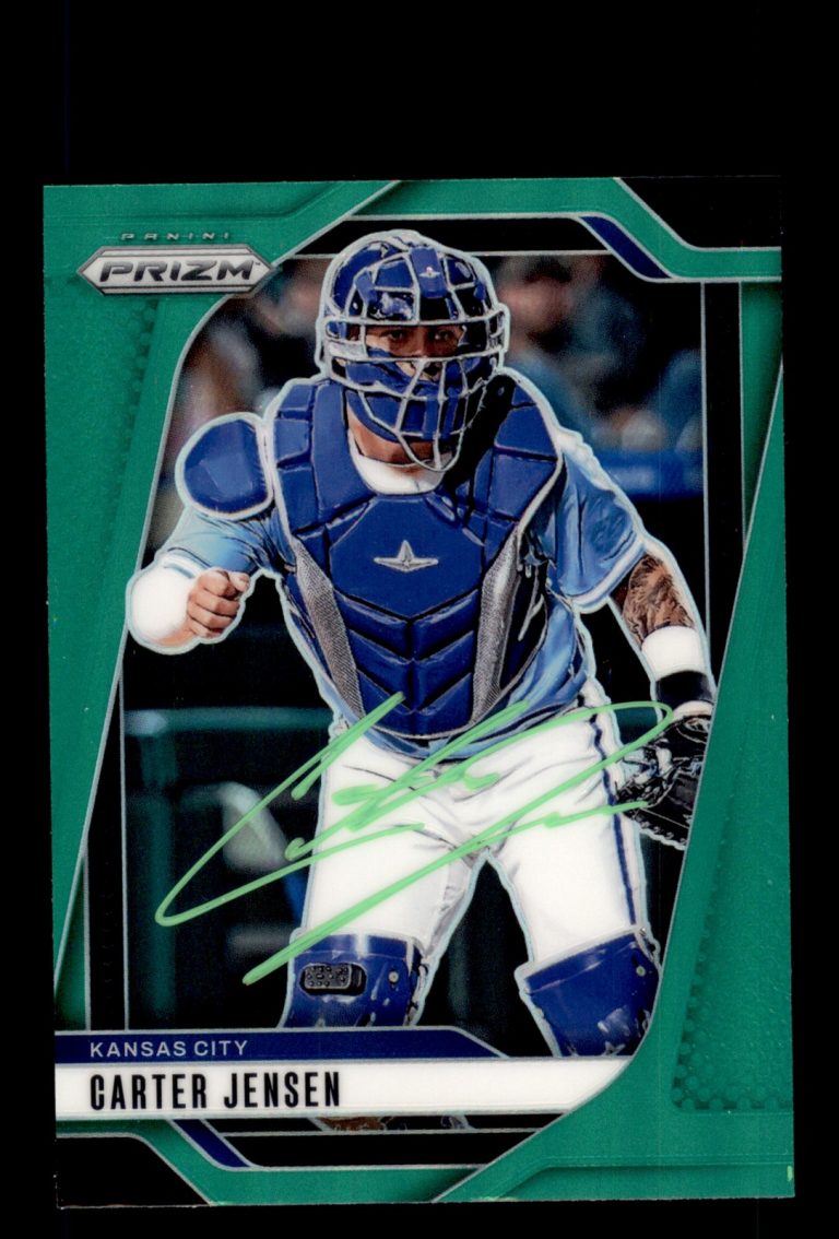 Signed Baseball Card Auto Carter Jensen 2025 Panini Prizm #166 Royals Green