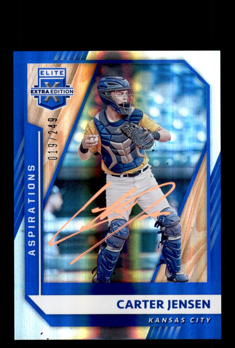 Signed Baseball Card Auto Carter Jensen 2021 Panini Elite /249 #78 Royals