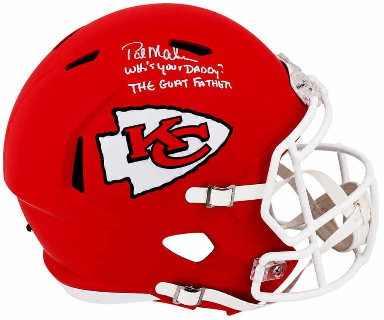 Pat Mahomes Sr. Signed Chiefs Riddell Full Size Replica Helmet w/2-INSC (SS COA)