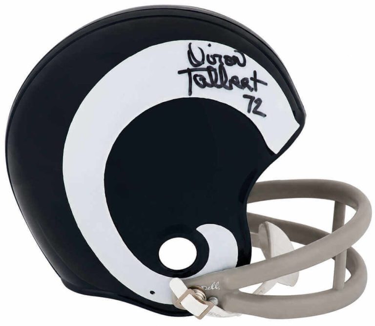 Diron Talbert Signed Rams White T/B 2-Bar Riddell (VSR4) Mini Helmet - (SS COA)