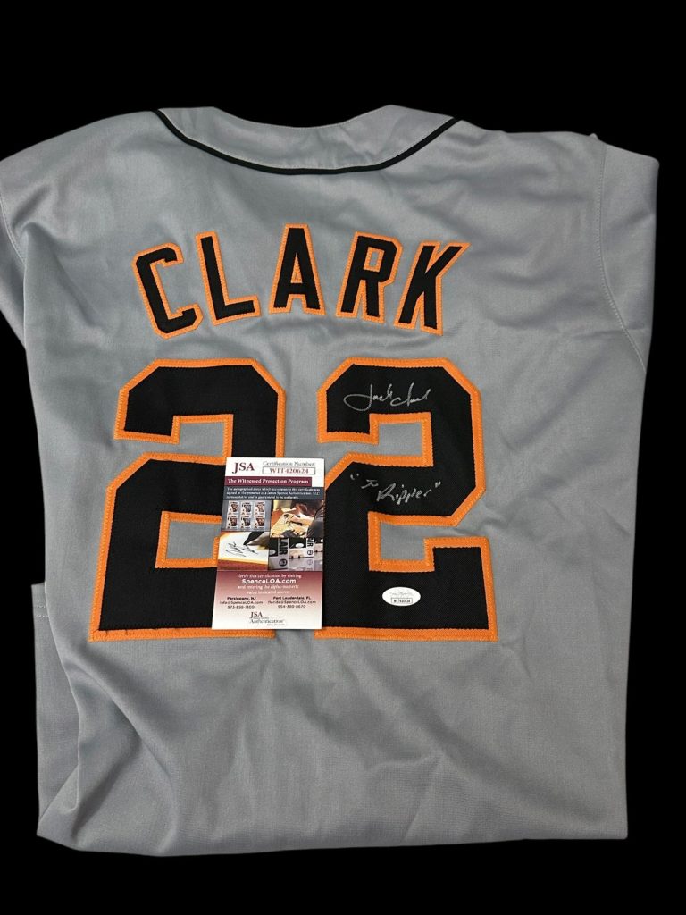 Jack Clark The Ripper San Francisco Giants Signed Autograph Gray Jersey JSA
