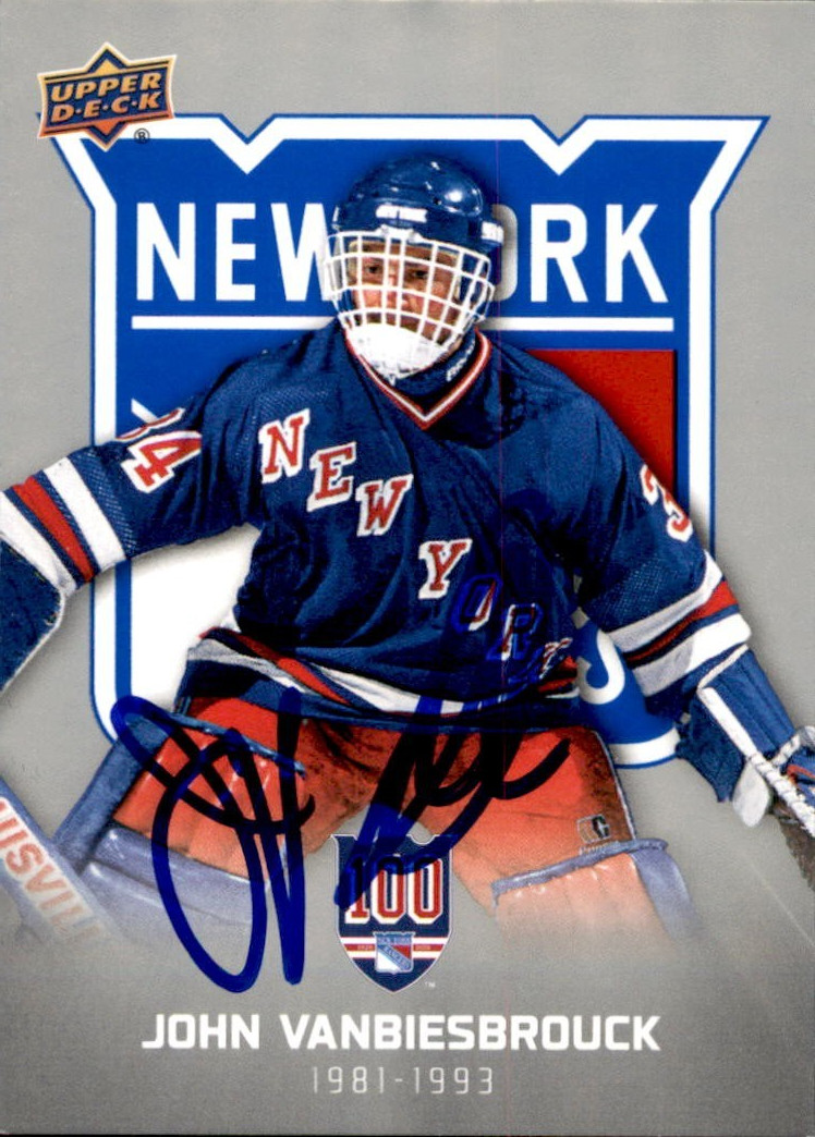 John Vanbiesbrouck Signed 2025/26 UD New York Rangers Centennial Card #26