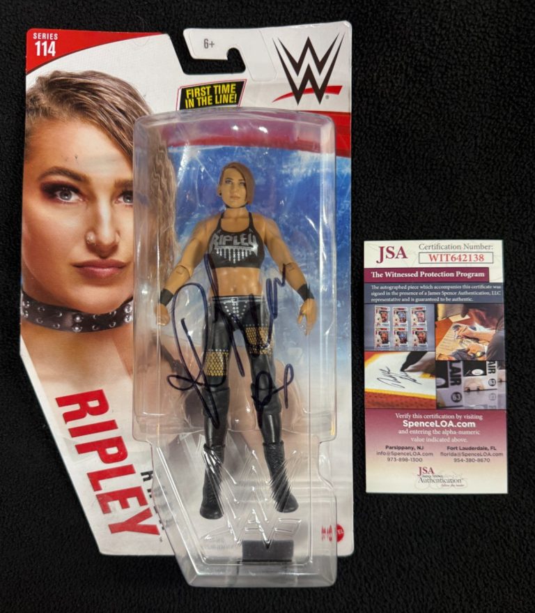 Rhea Ripley Signed WWE Basic First Time In Line Action Figure JSA Witness COA