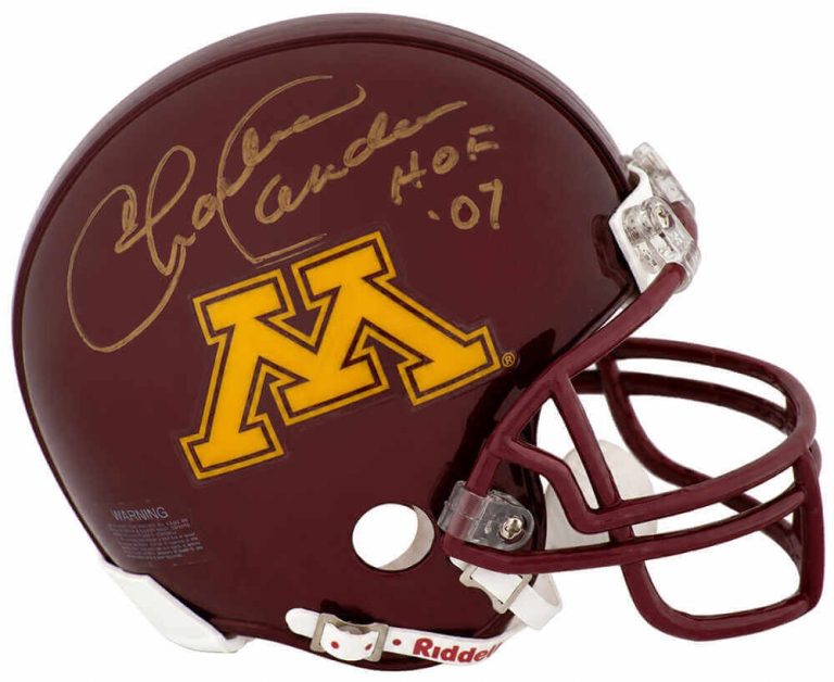 Charlie Sanders Signed Minnesta Golden Gophers Riddell Mini Helmet w/HOF (SS ...