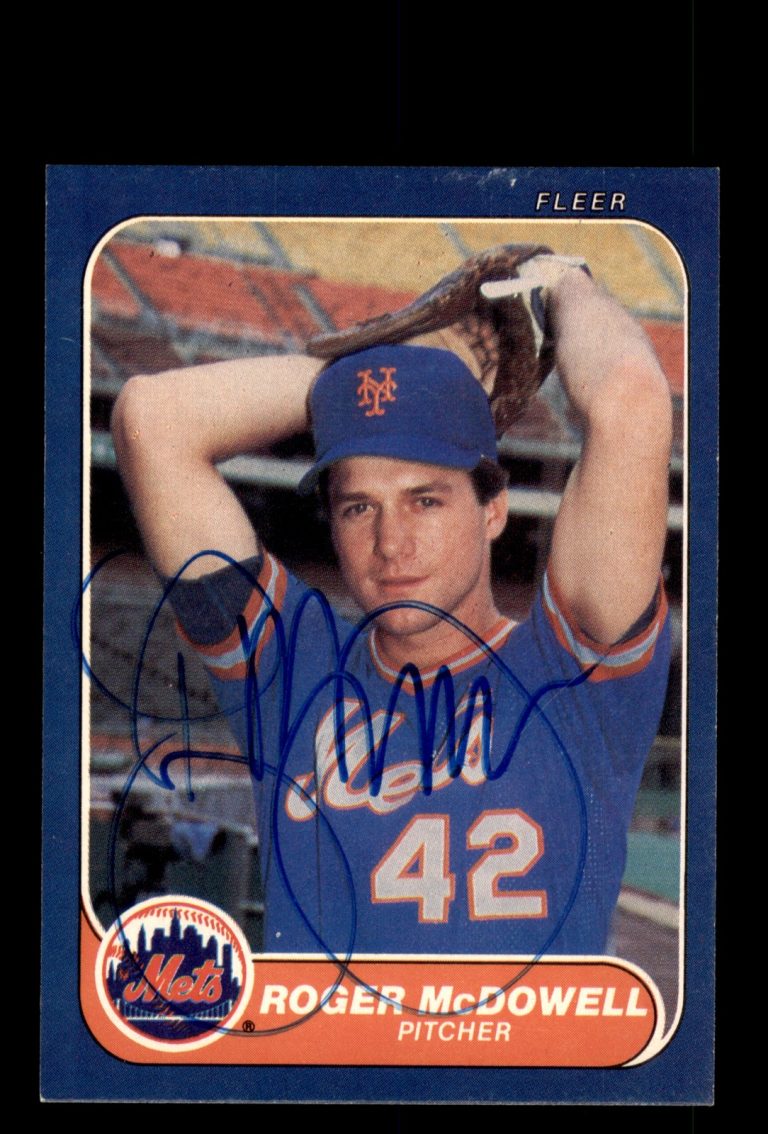Signed Baseball Card Auto Roger McDowell 1986 Fleer #89 New York Mets