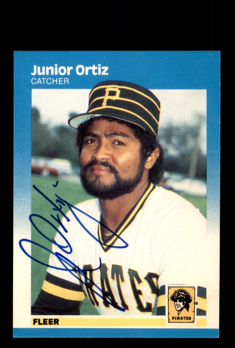 Signed Baseball Card Auto Junior Ortiz 1987 Fleer #616 Pittsburgh Pirates