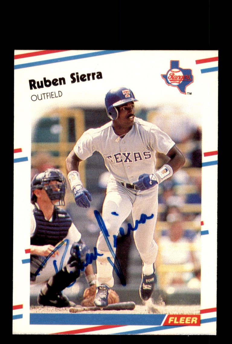 Signed Baseball Card Auto Ruben Sierra 1988 Fleer #479 Texas Rangers