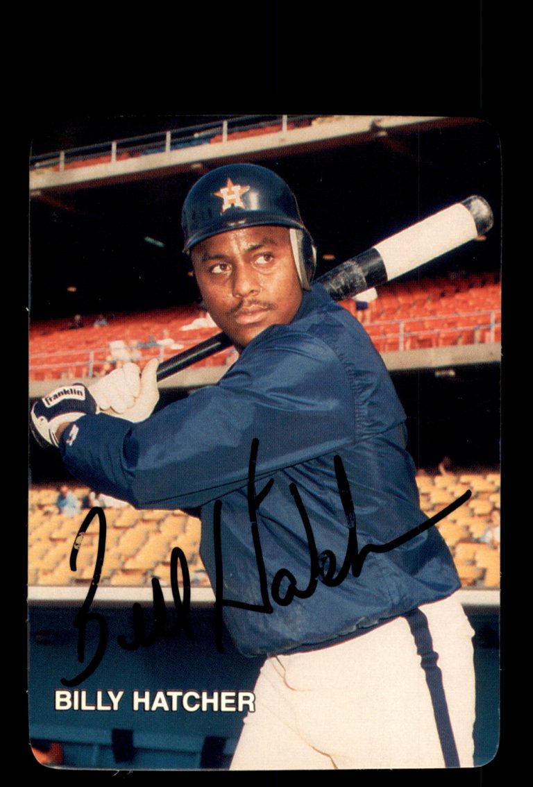 Signed Baseball Card Auto Billy Hatcher 1987 Mother's Cookies Houston Astros #26