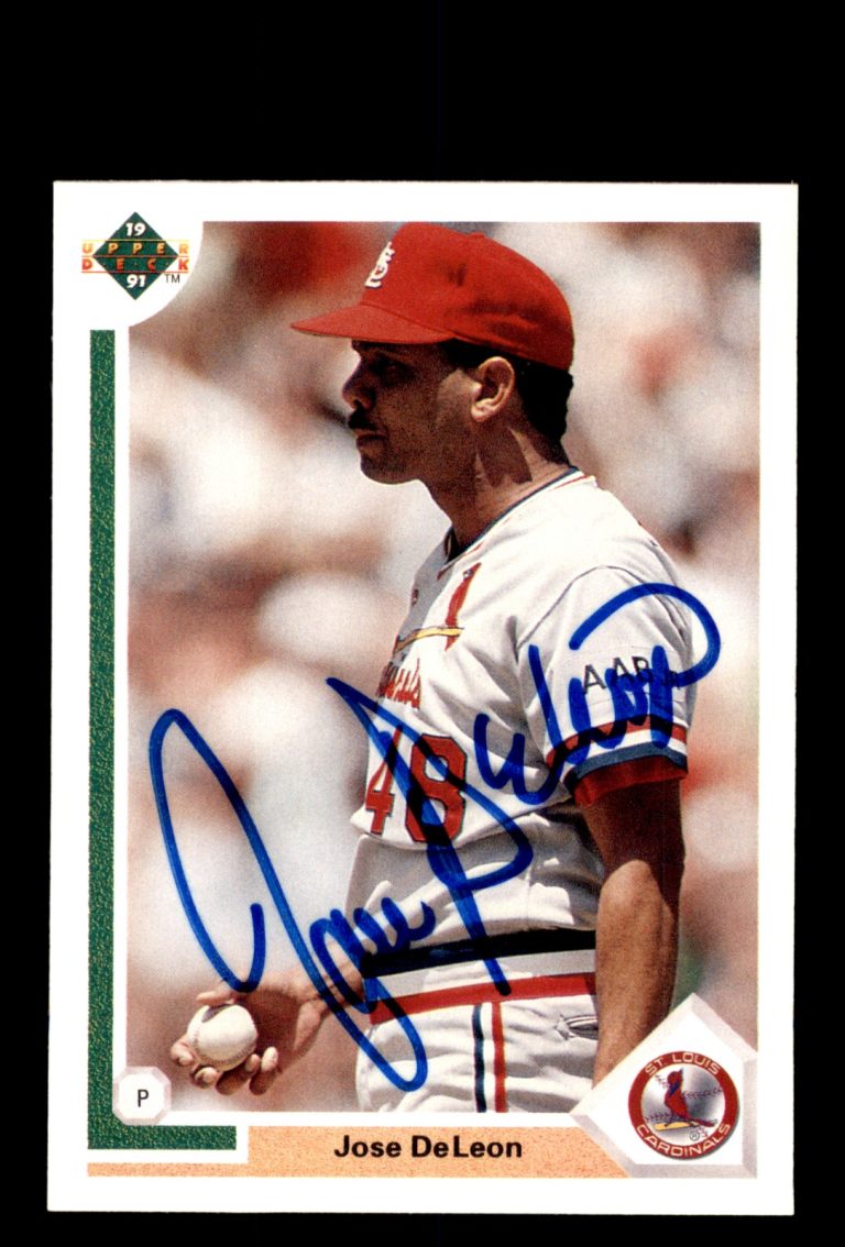 Signed Baseball Card Auto Jose DeLeon 1991 Upper Deck #220 St. Louis Cardinals