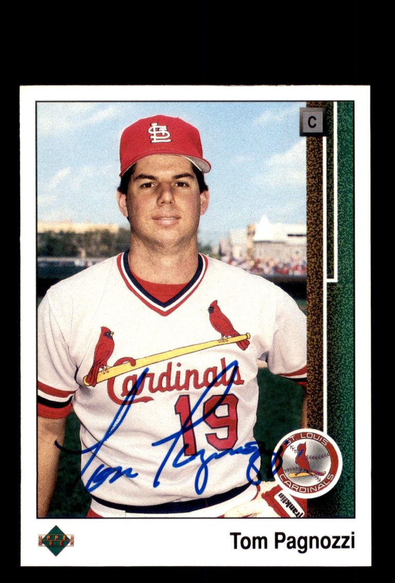 Signed Baseball Card Auto Tom Pagnozzi 1989 Upper Deck #602 St. Louis Cardinals