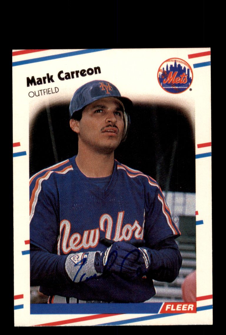 Signed Baseball Card Auto Mark Carreon 1988 Fleer #129 New York Mets