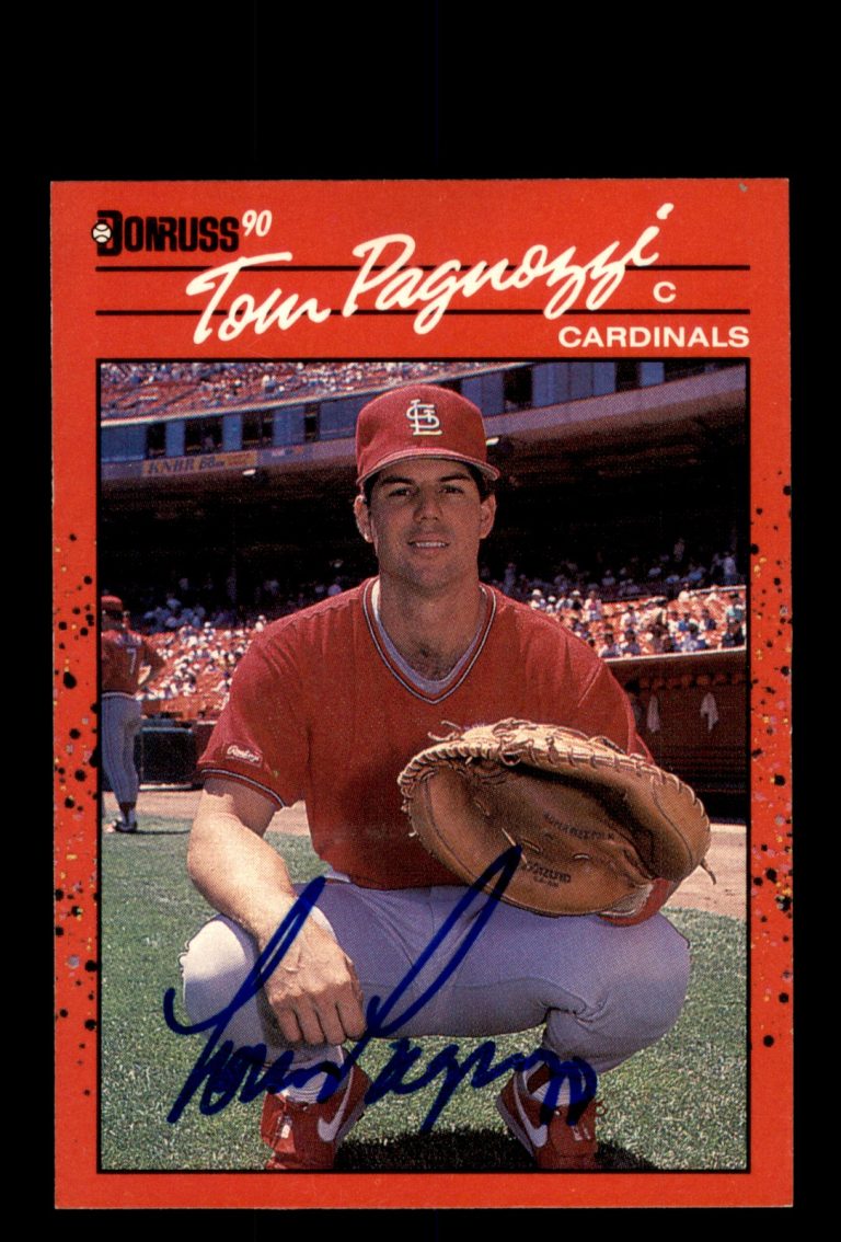 Signed Baseball Card Auto Tom Pagnozzi 1990 Donruss #591 St. Louis Cardinals