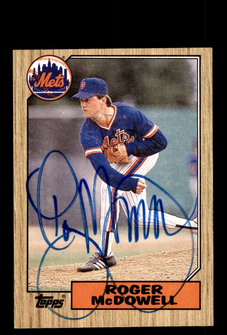 Signed Baseball Card Auto Roger McDowell 1987 Topps #185 New York Mets