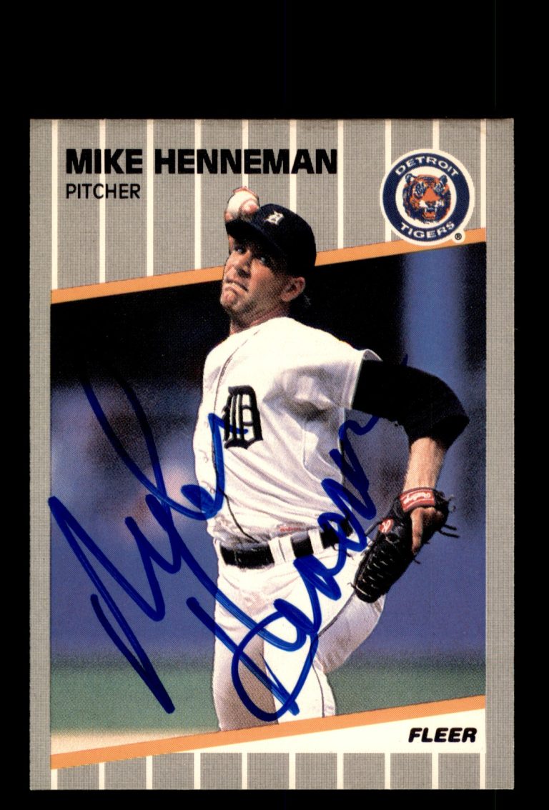 Signed Baseball Card Auto Mike Henneman 1989 Fleer #134 Detroit Tigers