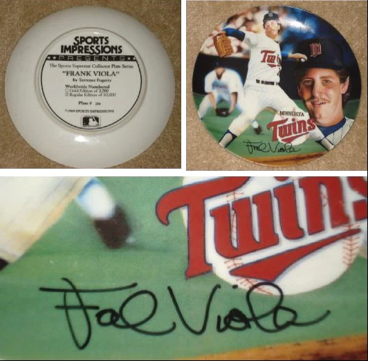 FRANK VIOLA AUTOGRAPHED SPORTS IMPRESSIONS PLATE W/ COA