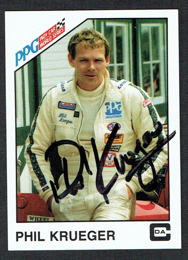 Phil Krueger #37 signed autograph 1983 A&S Racing PPG Indy Car World Series Card