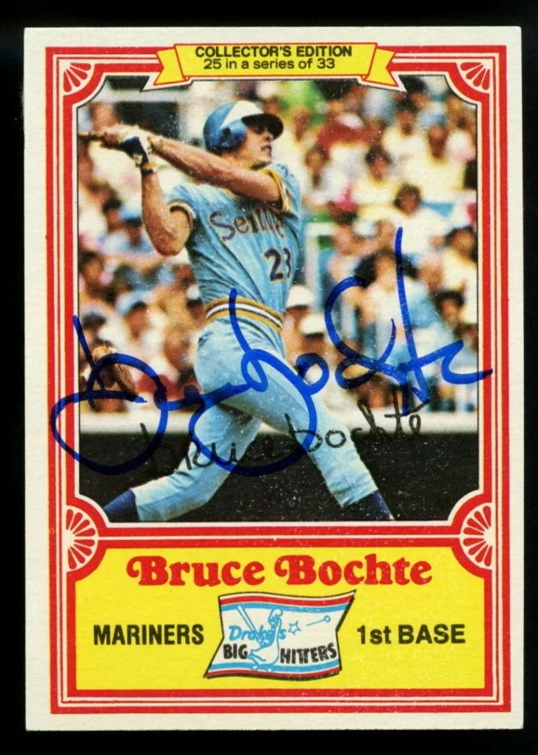 Bruce Bochte #25 signed autograph auto 1981 Topps Drake's BIG HITTERS Card ~