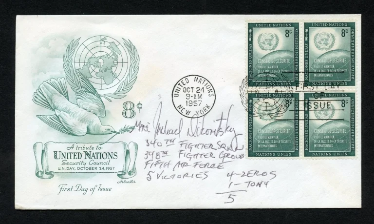 Michael Dikovitsky d2011 signed autograph auto First Day Cover WWII ACE USAAF