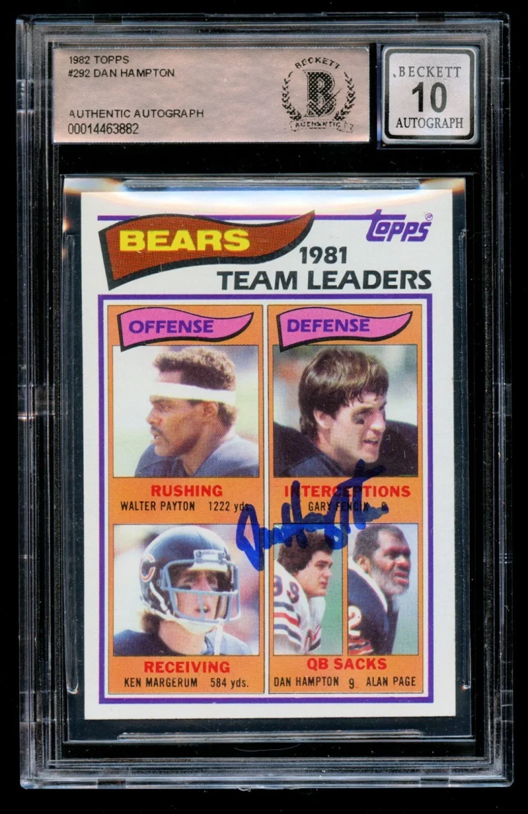 Dan Hampton #292 signed auto 1982 Topps Football Card Autograph Grade 10 BAS