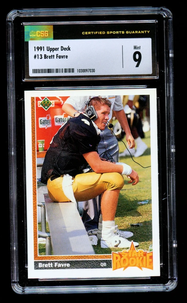 Brett Favre #13 Upper Deck 1991 Star ROOKIE Football Trading Card CSG Mint 9