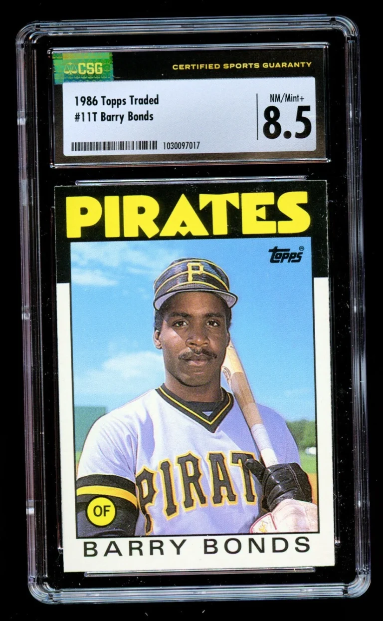 Barry Bonds #11T Topps Traded 1986 ROOKIE Pittsburgh Pirates Card CSG 8.5