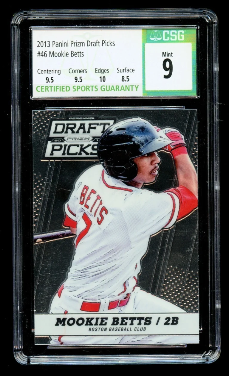 Mookie Betts #46 Panini Prizm Draft Picks 2013 ROOKIE Red Sox Card CSG Mint 9