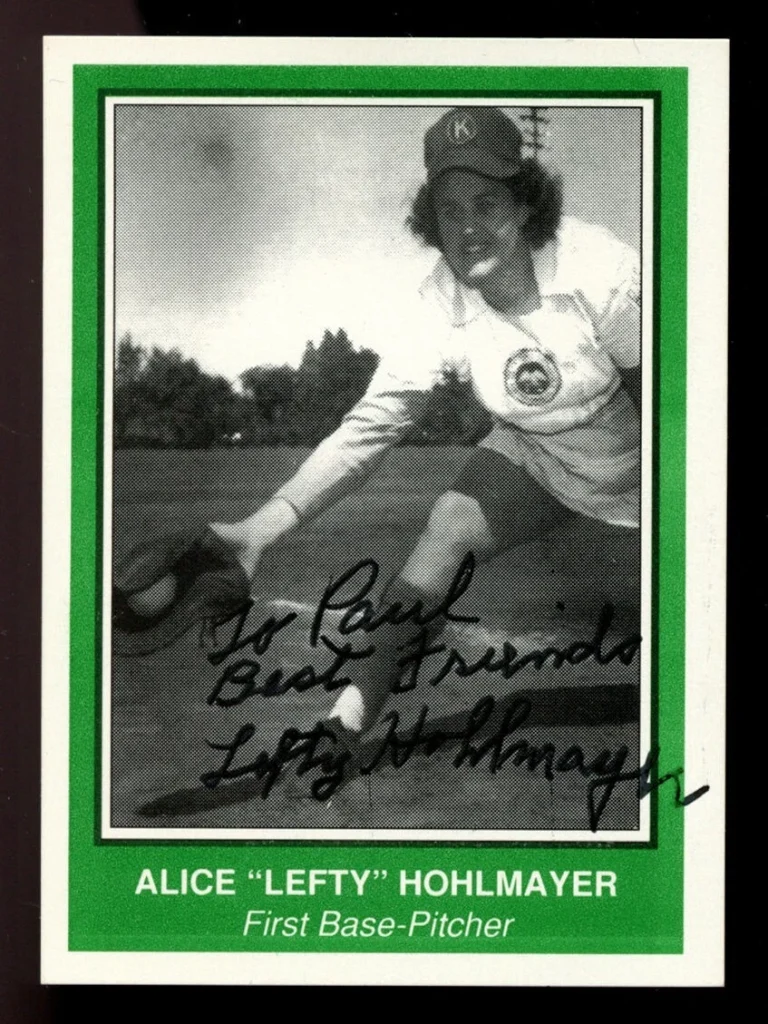 Alice Lefty Hohlmayer signed autograph First Base & Pitcher AAGPBL Baseball Card