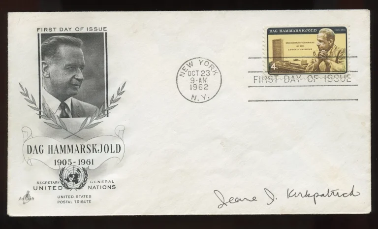 Jeane Kirkpatrick d2006 signed autograph American Diplomat R. Reagan Admin. FDC