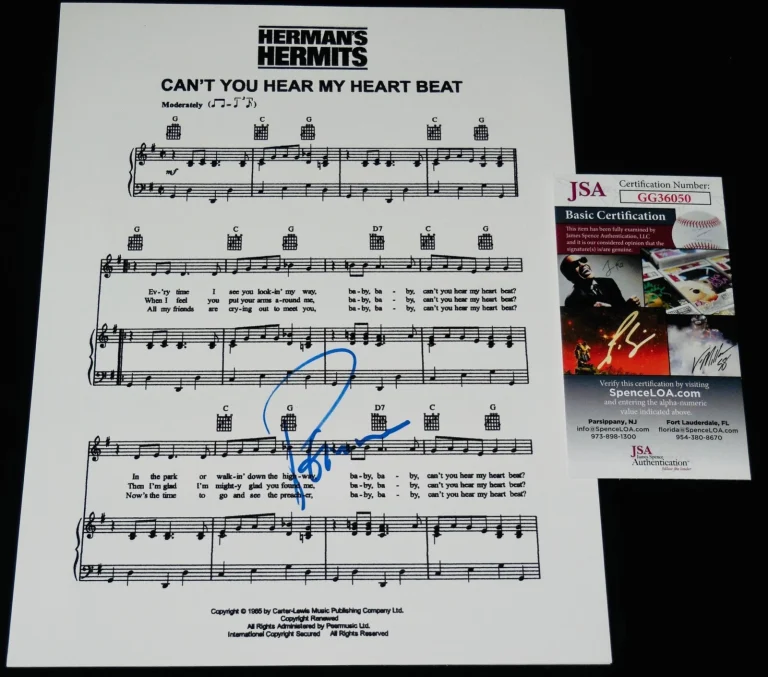 PETER NOONE AUTOGRAPHED SHEET MUSIC (HERMAN'S HERMITS) - JSA COA!
