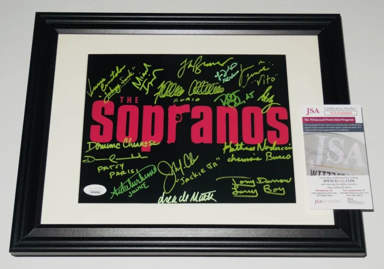THE SOPRANOS CAST SIGNED 8X10 PHOTO (FRAMED & MATTED) - JSA! - 15 AUTOGRAPHS!