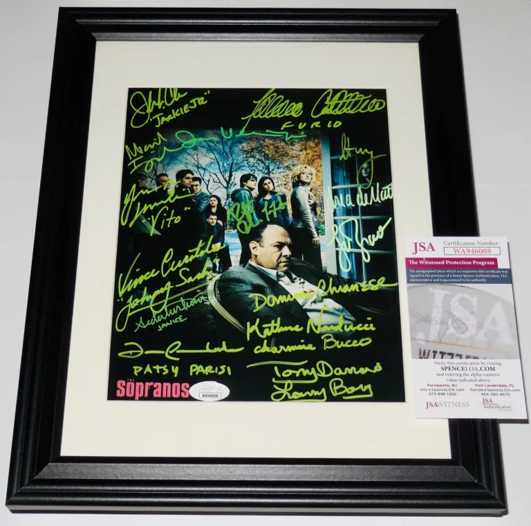 THE SOPRANOS CAST SIGNED 8X10 PHOTO (FRAMED & MATTED) - JSA! - 16 AUTOGRAPHS!