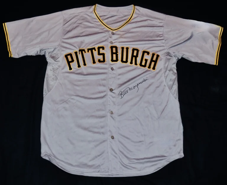 BILL MAZEROSKI AUTOGRAPHED CUSTOM JERSEY (PITTSBURGH PIRATES) - Hall Of Fame!